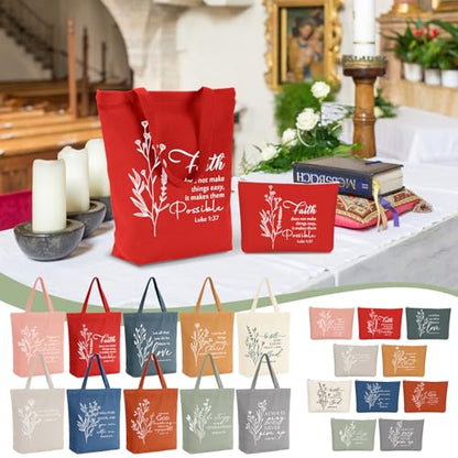 Paterr 20 Pcs Christian Tote Makeup Bag - color: Vivid Color, style: Boho Bible Quotes
