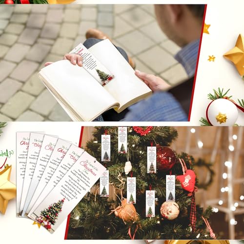 Dispowreath 60 Pcs The Legend of The Christmas Tree Bookmarks Religious Xmas Tree Bookmarks Church Exchange Gifts for Christmas Men & Women Sunday School Church Prizes Party Favors - style: Christmas Tree