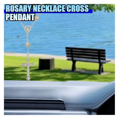 ZIMISI 2PCS Car Rosary for Rearview Mirror (White) - color: White