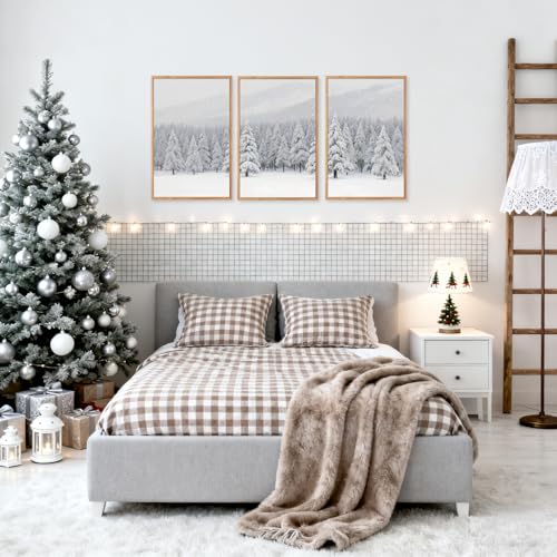 CHDITB 3 Pcs Snowy Winter Forest Landscape Framed Wall Art 16x24 Inch - color: Snowy Christmas Pine Trees, size: 16"L x 24"W