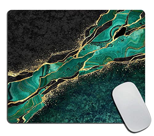 Abstract Black Marble Green Malachite Mouse Pad, Gaming Mouse Mat with Custom Design, Non-Slip Rubber Base Mousepad, Office Mouse Pads, 9.5 x 7.9 Inch - color: TSP168