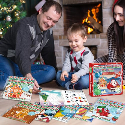 6 Pcs Christmas Paint by Sticker Books for Kids Ages 4-8 Sticker by Number Books Activity Book for Kids Ages 3-5 Sticker Puzzle Book Craft Art Toddler Girl Gift with Santa Snowman Reindeer 48 Pictures - style: Christmas