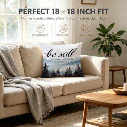 Christian Mountain Woods Decorative Pillow Covers 18x18Inch - color: Bible01