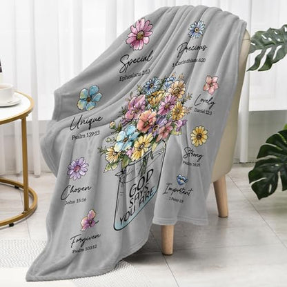 Christian Religious Gifts for Women, Grey Christian Blanket 80''x 60'' - color: Grey, size: 80"x60"