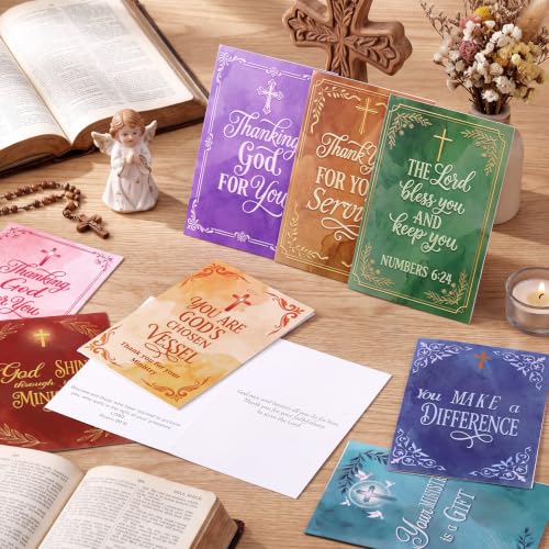 24 Pack Christian Pastor Ministry Appreciation Cards, Watercolor - style: Ministry Watercolor