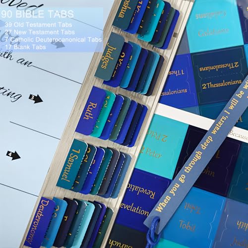 Vorscrin-Laminated Bible Tabs for Women and Men, Gold Foil Lettering Design, Reposition and Large Print Stickers, Bible Study Supplies, 90 Chapters Labels for Easy Navigation(Blue) - color: Blue