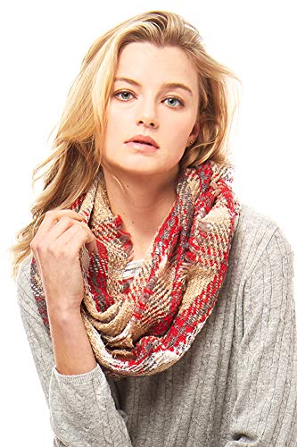 ScarvesMe Women's Check and Plaid Soft Infinity Loop Winter Fall Warm Scarf - color: Lof791_beige