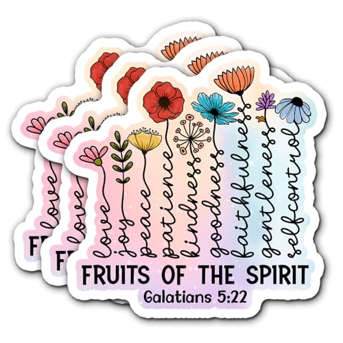 Galatians 5 22 The Fruit of The Spirit Christ Stickers 3Pcs Bible Christian Religious Stickers Vinyl Waterproof - No Fade, Used for Notebook Laptop and Water Bottle (Fruit of The Spirit) - color: Fruit of the Spirit