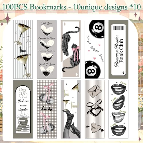 100 Pcs Aesthetic Bookmark Gifts Book Marks for Book Lovers - color: Aesthetic