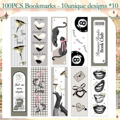 100 Pcs Aesthetic Bookmark Gifts Book Marks for Book Lovers - color: Aesthetic