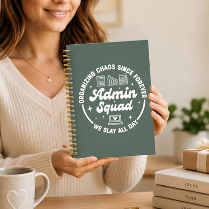 JMICTUB Admin Squad Inspirational Office Spiral Notebook 5.5x8.3, Administrative Assistant Professionals Administrator Gifts Hardcover Lined Journal - color: Spiral notebook-01