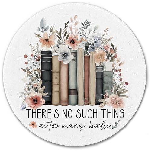 Vintage Floral Bookish Mouse Pad,Aesthetic Mouse Pad, Book Lover Gifts Mousepad Mouse Mat with Non-Slip Rubber Base for Office Desk Accessories, 7.9x7.9 Inch - color: Color04