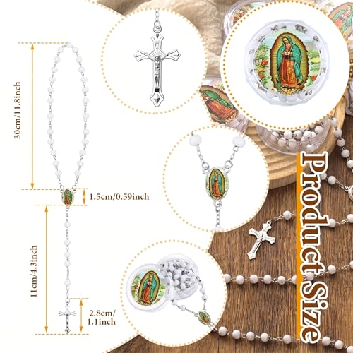 Jadive Scented Lady of Guadalupe Rosary Beads Bulk - color: White, Silver