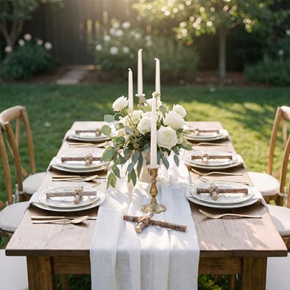 Yerliker 12 Set White Birch Wooden Rustic Cross Centerpieces Bulk 6" x 4" Rustic Cross Table Decor with Jute Rope for Plate, Christian Baptism Wedding Church Home Decorations