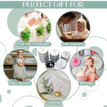 Quelay 24 Set First Communion Favor Baptism Include Catholic Rosary Jewelry Keepsake Boxes Organza Bags for Baptism Christening Memorial Catholic Gifts Recuerdos De Primera Comunion