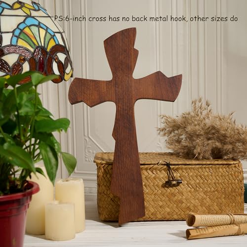 BGCarvedGrace Wooden Wall Cross Decor, 6 Inch Christian Hanging Wall Art - size: 6"L x 3.3"W