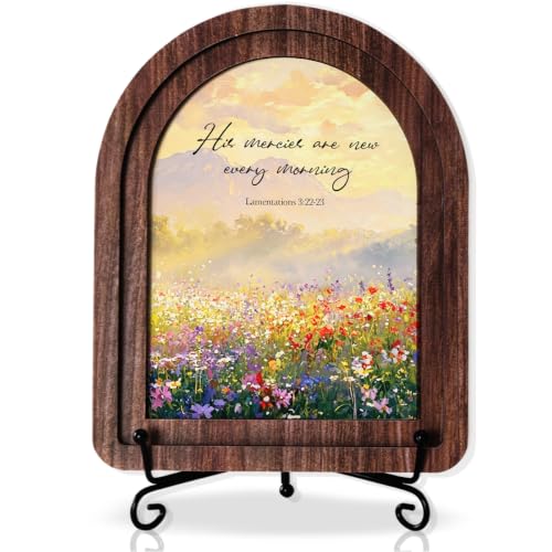 His Mercies Are New Every Morning Wood Plaque Signs，Christian Desk Decor - color: Lamentations 3:22-23