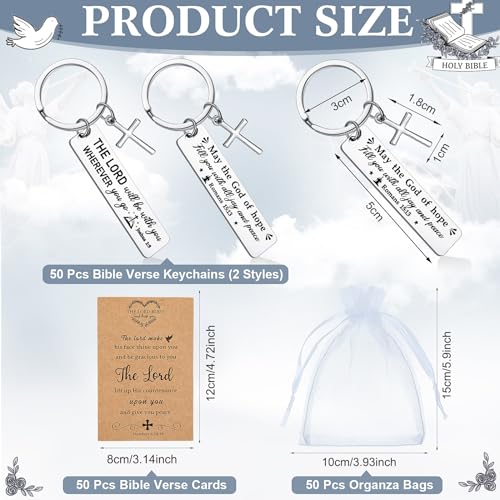 Siifert 50 Set Christian Cross Keychains Bulk Christian Keychain Bible Verse Religious Prayer Gifts for Women Men - color: Strip Style