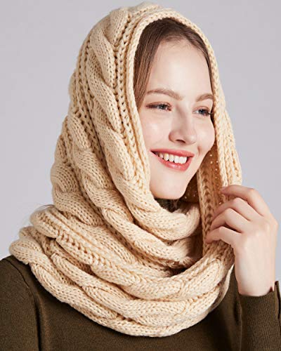 NEOSAN Womens Thick Ribbed Knit Winter Infinity Circle Loop Scarf - color: Twist Beige