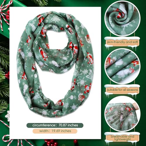 Handepo 6 Pcs Christmas Infinity Scarf Lightweight Holiday Loop Sheer Scarves Sheer Infinity Women's Scarves (Classic Style)
