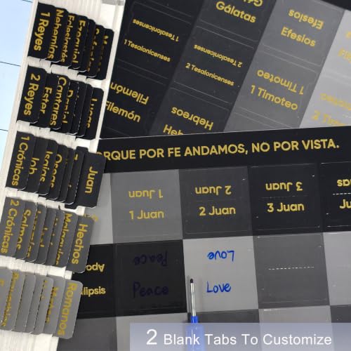 Vorscrin-Laminated Bible Tabs for Women and Men, Gold Foil Lettering Design, Reposition and Large Print Stickers, Bible Study Supplies, 75 Chapters Labels for Easy Navigation (Spanish Black) - color: Spanish Black