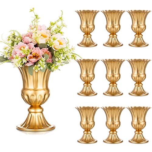 Sziqiqi Gold Metal Vase for Centerpiece, Table Flower Arrangements, 10Pcs - color: Gold, size: 9in-10pcs