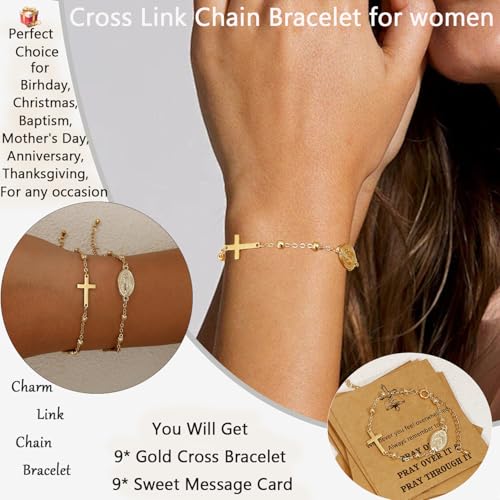 COLOYAN 9PCS Rosary Gold Beads Bracelet for Women - color: B