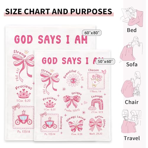 Baptism Gifts for Girl Christening, Christian Gifts for Girls, Flannel Soft Girl Blanket Decor, Christian Gift for Women on Birthday Christmas, Bible Verse Scripture Prayer Blanket - 60" x 80" - size: 60'' × 80''