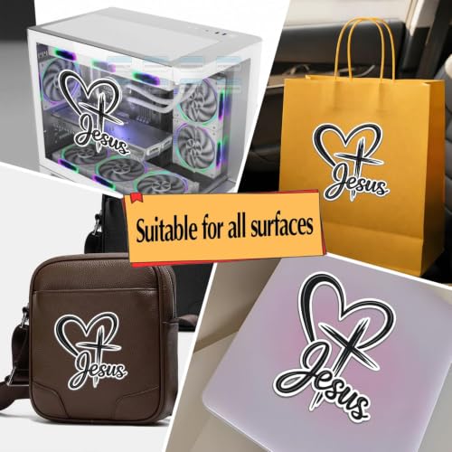 Jesus Cross Heart Vinyl Decal, Christian Faith Sticker, Religious Love Design Waterproof Vinyl Decal for Car Window, Truck, Laptop, Wall, Church Gift (12in) - size: 12in