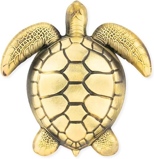 Beach & Ocean Lapel Pins - Gold & Silver Sea Life, Nautical & Tropical Designs - color: Antique Gold Sea Turtle, size: 1 Piece