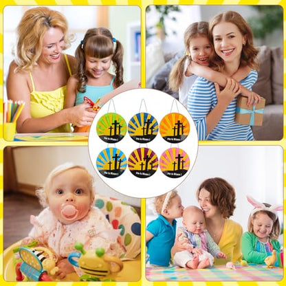 Lunmon 24 Sets Easter Crafts for Kids Bulk Resurrection Paper Plates Crafts Kit with He is Risen Colorful Paper DIY Easter Plates for Family Sunday School Classroom Activity - color: Cross