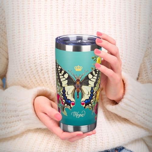 Christian Art Gifts Stainless Steel Vacuum Insulated Tumbler 18 oz - color: Teal/Hope