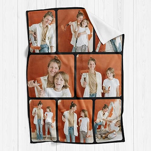 inkArts Custom Blankets with Photos for Family, Personalized Picture Blanket, Customized Blankets with Picture as Gifts for Chrimstas Birthday Mothers Day Fathers Day - color: 8 Photo-2