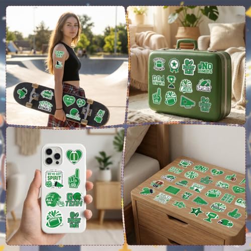 100 Pcs Green Team Spirit Stickers Cheer Sports Stickers for Face - style: Green Team Spirits