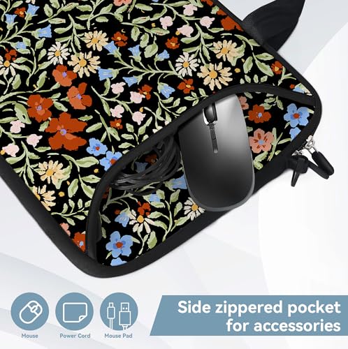 RICHEN Messenger Bag Carrying Case Sleeve with Handle Accessory Pocket Fits Laptops/Notebook/ebooks/Kids tablet/ipad (11-13.3 inch, Flowers2) - color: Flowers2, size: 11-13.3 inch