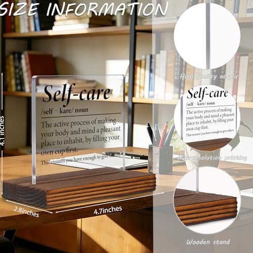 Self Care Inspirational Desk Sign for Women Men, Motivational Acrylic Office Decor with Positive Wellness Quote, Mental Wellness Encouragement Gift for Coworker Friend Therapist Nurse EC438 - style: Coworker Friend Therapist