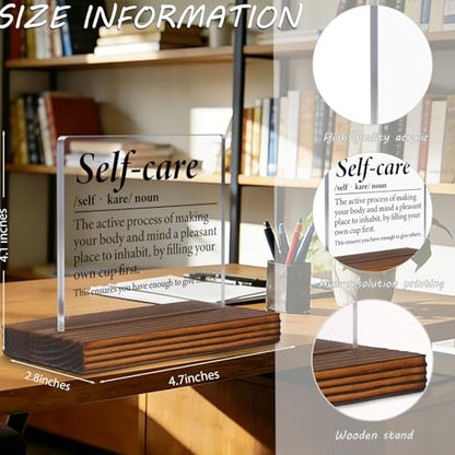 Self Care Inspirational Desk Sign for Women Men, Motivational Acrylic Office Decor with Positive Wellness Quote, Mental Wellness Encouragement Gift for Coworker Friend Therapist Nurse EC438 - style: Coworker Friend Therapist