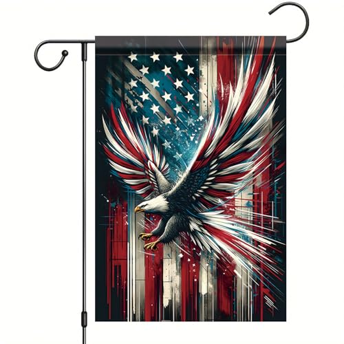 Patriotic 4th of July Garden Flag 12x18 Inch Double Sided American Bald Eagle Freedom Yard Flag For Independence Memorial Veteran Day Outdoor Lawn Porch Decoration Welcome Summer Signs - color: American Eagle