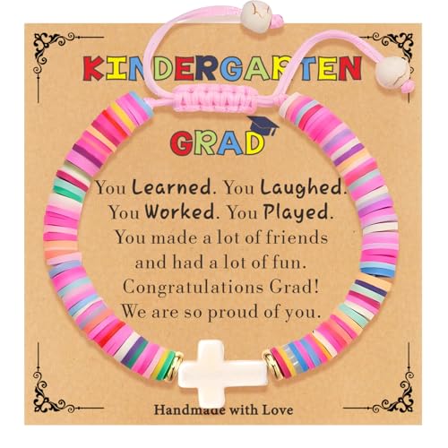 Cute Cross Bracelet Teen Girl Gifts Trendy Stuff Christian Gifts for Kids/Girls/Boys/Teens/Women Jewelry Colorful Jesus Bracelets Christmas Religious Communion Baptism Confirmation Gifts - color: 2-Kindergarten Graduation