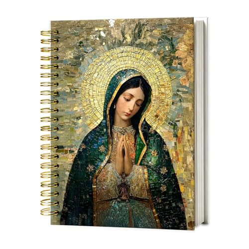 Our Lady of Guadalupe Catholic Christian Spiral Notebook 5.5 x 8.3, Catholic Virgin Mary Religious Journal, Sacred Marian Prayer Religious Journaling Notebooks for Note Taking - color: White YS-1