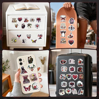 100 Pcs Dark Romance Stickers Gothic Bookish Decals - style: Dark Romance