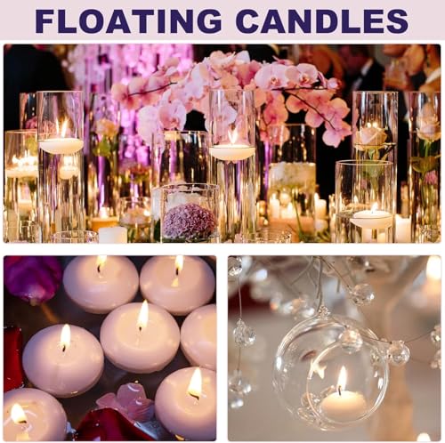 72 Pack 2-Inch Floating Candles - Perfect for Weddings and Events - White - color: 72-White floating