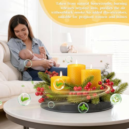 Beeswax Pillar Candles,Non-Toxic Honeycomb Bees Wax Candle for Home,Yellow - color: 2.8x3in, size: 6pcs