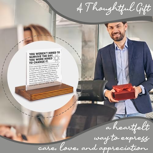 Motivational Office Desk Sign for Coworker Employee Boss, You Weren’t Hired to Survive the Day Inspirational Acrylic Plaque, Leadership Encouragement Gift Decor EC420 - style: Coworker Employee Boss
