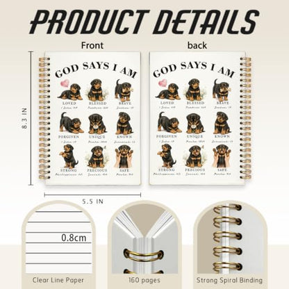 Rottweiler Gifts Christian Notebook Bible Journal for Women Girls - color: Rottweiler -(A5)