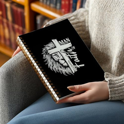 Christian Notebook Journal - Man of Faith Christian Gifts for Women, Inspirational Bible Journal Notebooks for Note Taking, Bible Study, Prayer & Church Notes, A5 Spiral Notebook (Man of Faith-Black) - color: Man of Faith-Black