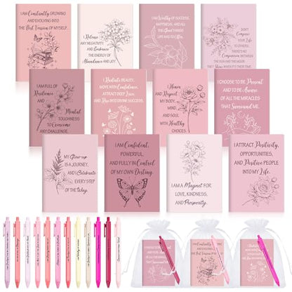 Mooliwe 24 Pcs Affirmation Notebooks Pens Bulk Gifts, Gratitude,Pink - style: Pink