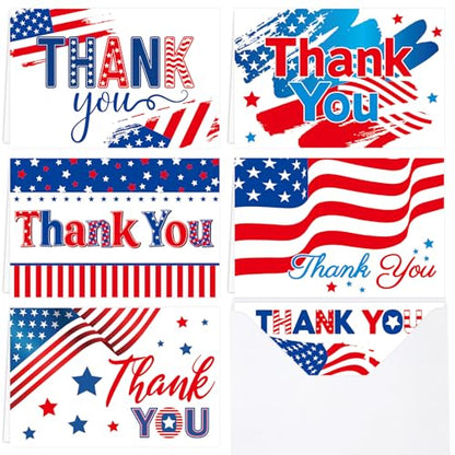 Fancy Land Patriotic Thank You Cards with Envelopes, 24Pcs