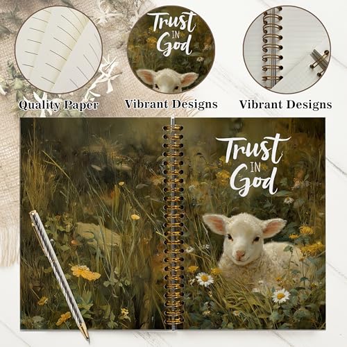 Trust in God - Christian Notebook Journal - Christian Gifts for Women, Vintage Floral Inspirational Bible Journal Notebooks for Note Taking, Bible Study, Prayer & Church Notes, A5 Spiral Notebook (Christian -Yellow) - color: Christian -Yellow