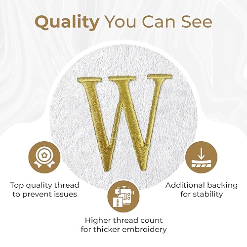 White Hand Towels for Bathroom - Monogrammed | Luxury Cotton Turkish Towels | Embroidered in USA | Set of 2 | Choose Set Color and Letter | A - Z | Script Font - color: White